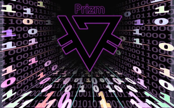 Prizm Pzm 暗号通貨 黒い背景のバイナリコードトンネル — ストック写真