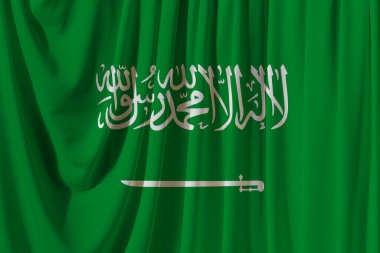 Arka planda Suudi Arabistan bayrağı var. Tasarımcı çözümleri kavramı.