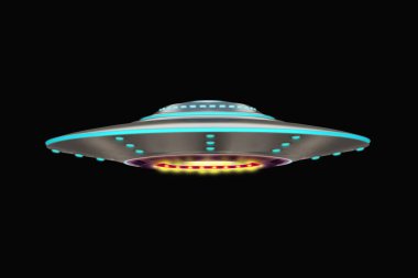 Tanımlanamayan uçan cisim. UFO 'su olan tasarımcılar için UFO kavramı. Metnin için yer.