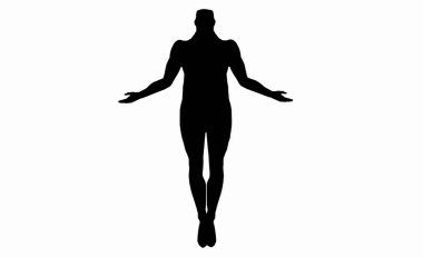 Sonbaharda bir adamın silueti, bir adamın yükselişinin çizimi. siyah ve beyaz.