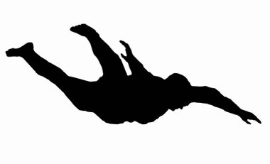 Sonbaharda bir adamın silueti, bir adamın yükselişinin çizimi. siyah ve beyaz.