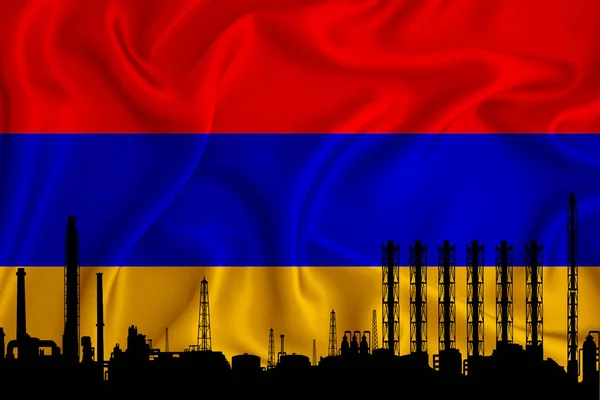 Flag Background Space Your Logo Industrial Illustration Silhouette Chemical Plant — Stock Photo, Image