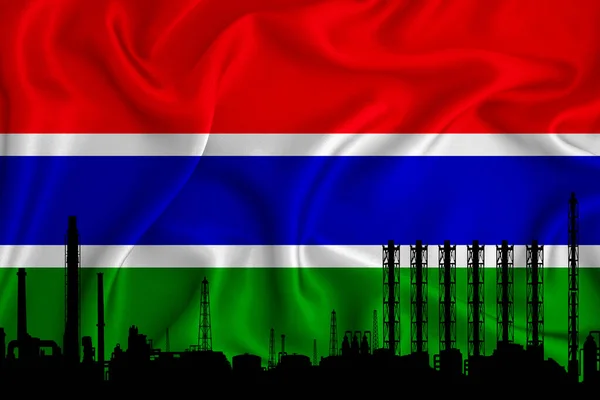 Gambia Flag Background Space Your Logo Industrial Illustration Silhouette Chemical — Stock Photo, Image