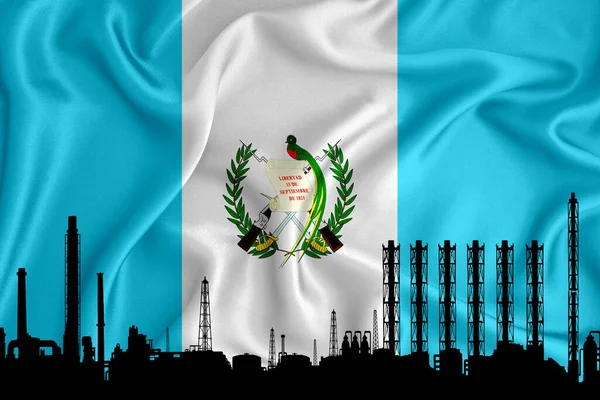 Bandera Guatemala Fondo Con Espacio Para Logotipo Ilustración Industrial Silueta — Foto de Stock