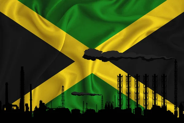 Флаг Ямайки Фон Пространством Вашего Логотипа Промышленный Иллюстрация Silhouette Химического — стоковое фото
