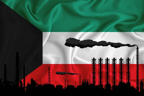 Прапор Кувейту Фон Простором Вашого Логотипу Промислові Ілюстрації Силует Хімічного — стокове фото