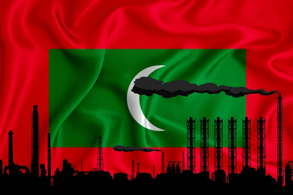 Maldivler Bayrağı Logonuz Için Arkaplan Endüstriyel Illüstrasyon Bir Kimya Fabrikası — Stok fotoğraf