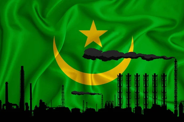 Bandera Mauritania Fondo Con Espacio Para Logotipo Ilustración Industrial Silueta — Foto de Stock