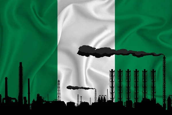 Nigeria Vlag Achtergrond Met Ruimte Voor Logo Industriële Illustratie Silhouet — Stockfoto