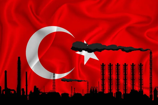 Turkije Vlag Achtergrond Met Ruimte Voor Logo Industriële Illustratie Silhouet — Stockfoto