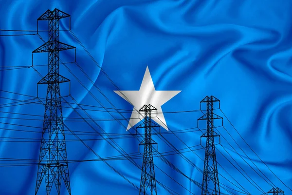 Arka Planda Somali Bayrağı Yaklaşmakta Olan Enerji Krizinin Bir Sembolü — Stok fotoğraf