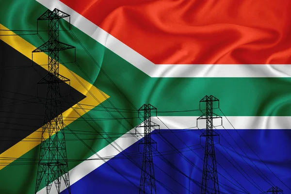 South Africa Flag Background Conceptual Illustration Silhouette High Voltage Power — Stock Photo, Image