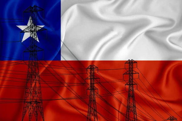 Bandera Chile Segundo Plano Ilustración Conceptual Silueta Una Línea Eléctrica —  Fotos de Stock