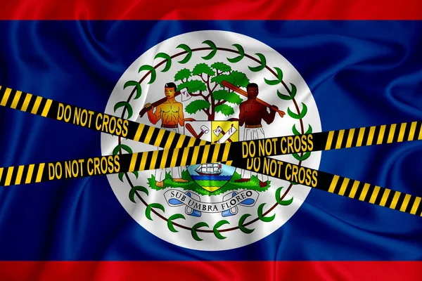 Bandeira Belize Marca Don Cross Line Fita Localização Conceito Crime — Fotografia de Stock