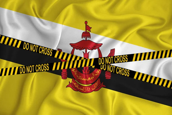 Flaga Brunei Znak Don Cross Line Taśma Lokacyjna Koncepcja Zbrodni — Zdjęcie stockowe