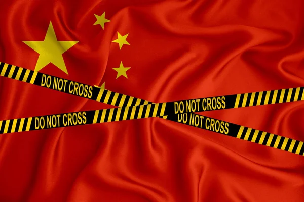 China Flag Don Cross Line Mark Location Tape Crime Concept — Stock Photo, Image