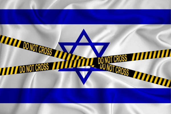 Izraelská Vlajka Značka Don Cross Line Lokalizační Páska Koncept Zločinu — Stock fotografie