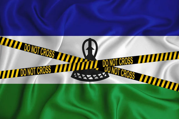 Bandeira Lesotho Marca Don Cross Line Cassete Localização Conceito Crime — Fotografia de Stock