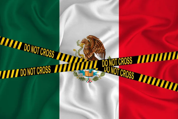 Bandera México Marca Don Cross Line Cinta Localización Concepto Crimen — Foto de Stock