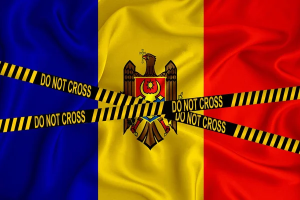 Флаг Молдовы Знак Пересекай Линию Запись Местоположения Концепция Преступления Полицейское — стоковое фото