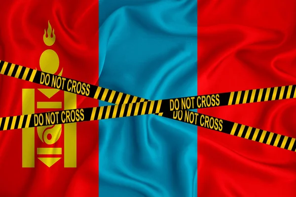 Bandeira Mongólia Marca Don Cross Line Cassete Localização Conceito Crime — Fotografia de Stock