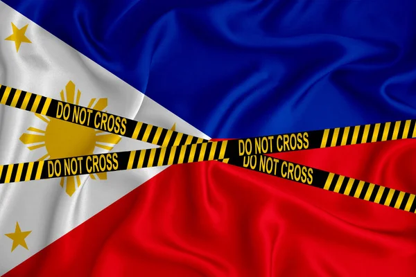 Bandera Filipinas Marca Don Cross Line Cinta Localización Concepto Crimen — Foto de Stock