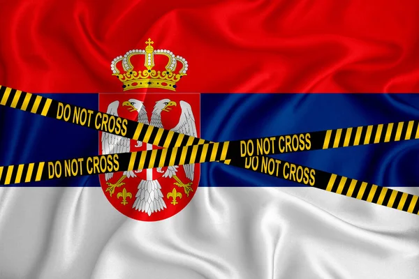 Bandera Serbia Marca Don Cross Line Cinta Localización Concepto Crimen — Foto de Stock