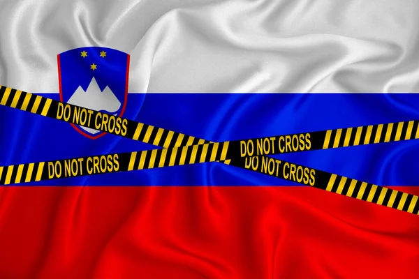 Flaga Słowenii Znak Don Cross Line Taśma Lokacyjna Koncepcja Zbrodni — Zdjęcie stockowe