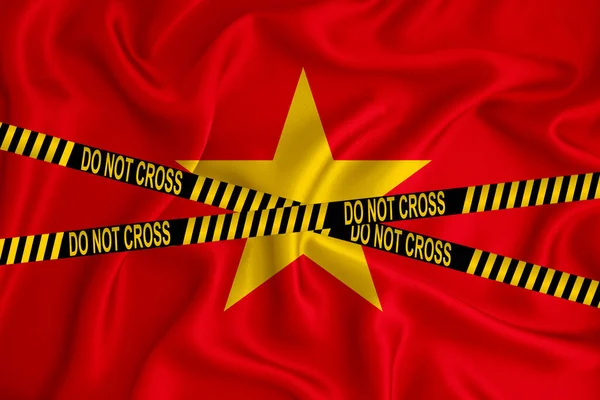 Bandiera Del Vietnam Marchio Don Cross Line Nastro Adesivo Concetto — Foto Stock