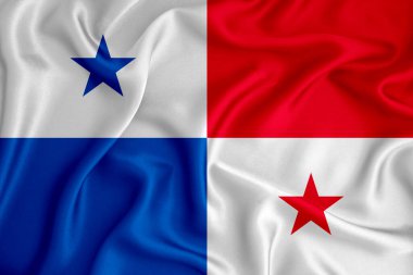 Panama bayrağının arka planında alternatif enerji rüzgar çizimi silueti rüzgar jeneratörü var. Yenilenebilir enerji konsepti, rüzgar jeneratörleri. 3d oluşturma