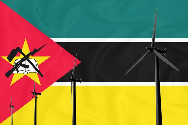 Mozambico Bandiera Energia Alternativa Vento Illustrazione Silhouette Generatore Eolico Sullo — Foto Stock