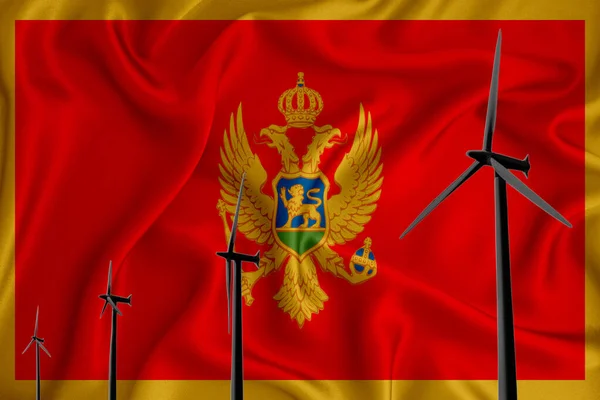 Montenegro Bandeira Energia Alternativa Vento Ilustração Silhueta Gerador Vento Fundo — Fotografia de Stock