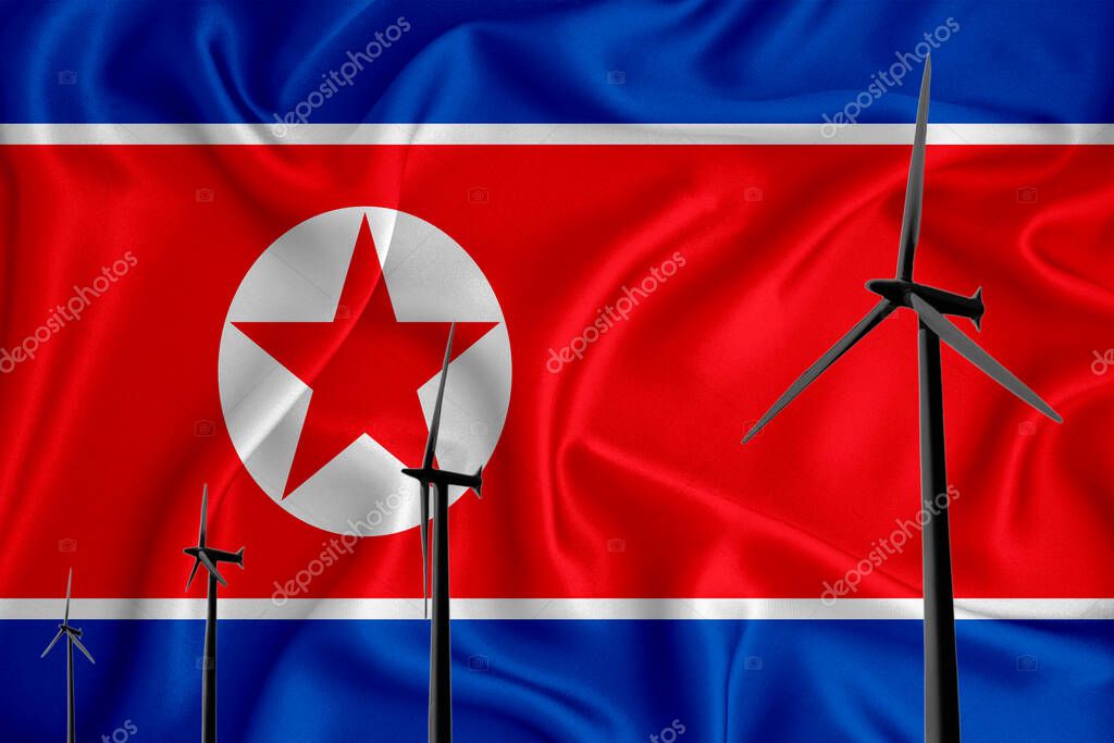 Nigeria bandera energía alternativa eólica ilustración silueta generador de viento en el fondo