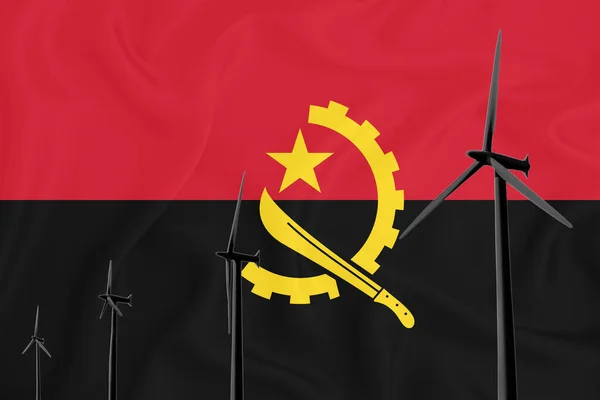 Angola Bandiera Energia Alternativa Vento Illustrazione Silhouette Generatore Eolico Sullo — Foto Stock