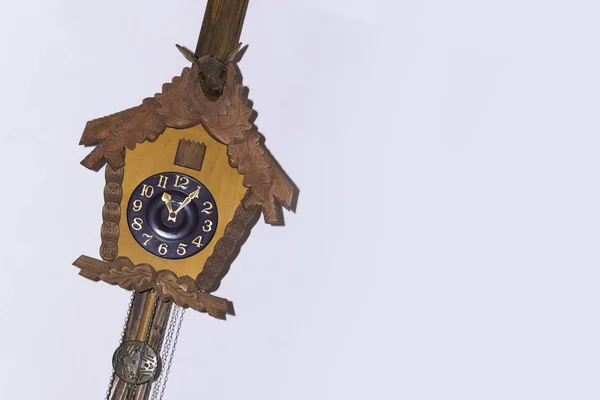 Viejo Reloj Pared Madera Antigua Imagen Fondo Con Espacio Para —  Fotos de Stock