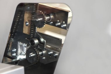 Metalik vites arka plan, metin alanı olan mekanizma yakın çekim fotoğraf bağlama