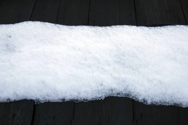 Nieve Blanca Sobre Una Superficie Madera Espacio Imagen Fondo Para — Foto de Stock