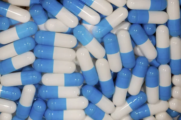 White Blue Pill Capsule Background Image — Stock Photo, Image