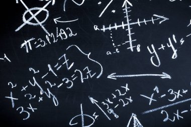matematik formülleri bir tahta, arka plan görüntüsü üzerinde Kapat