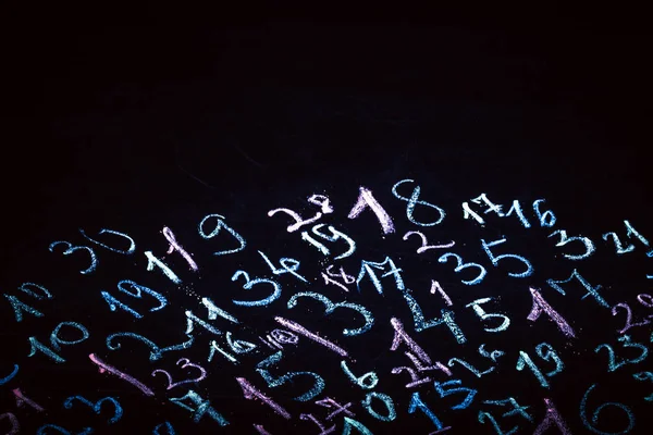 Numbers Written Multicolored Chalk Background Image — Stock Photo, Image