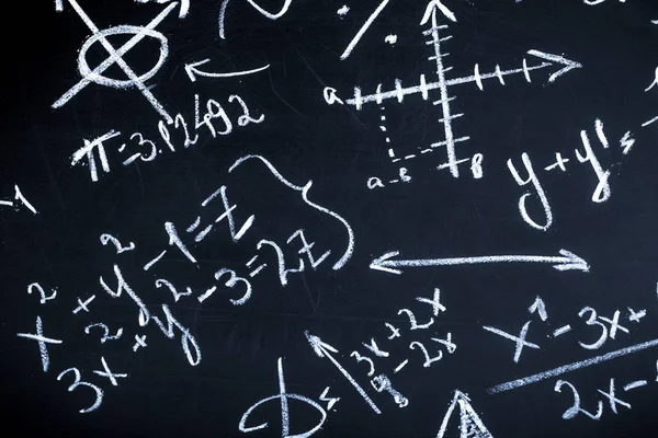 Gros Plan Des Formules Mathématiques Sur Tableau Noir Image Fond — Photo