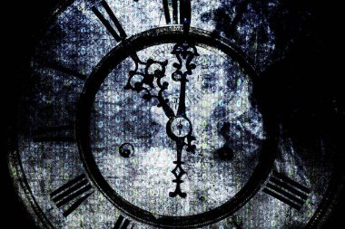 arka planda ikili kod eski saatler, bilgisayar teknolojisi çağında kavramı