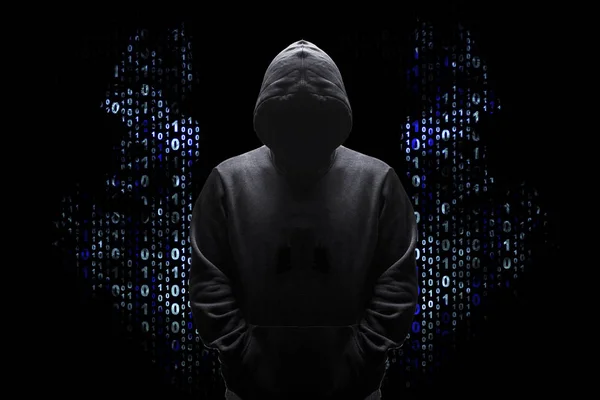 kukuIeta kavramı melek iyi hacker bir ikili kodundan kanatlı bir adam silüeti