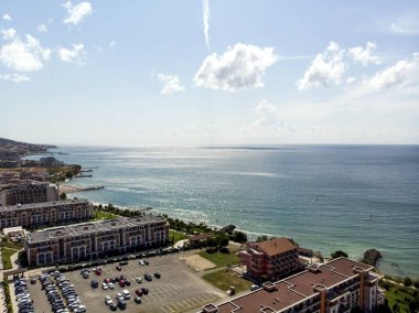Sveti Vlas, beldesinde hava çekim deniz görünümü ve oteli konut
