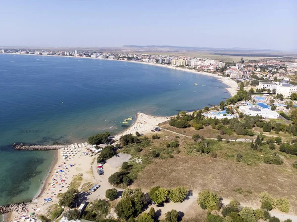 Légi Fényképezés Resort Sveti Vlas Tengeri Kilátás Hotel Lakóépületek Medence — Stock Fotó