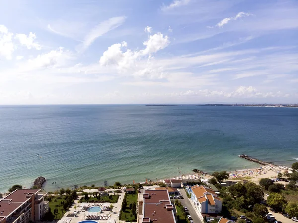 Légi Fényképezés Resort Sveti Vlas Tengeri Kilátás Hotel Lakóépületek Medence — Stock Fotó