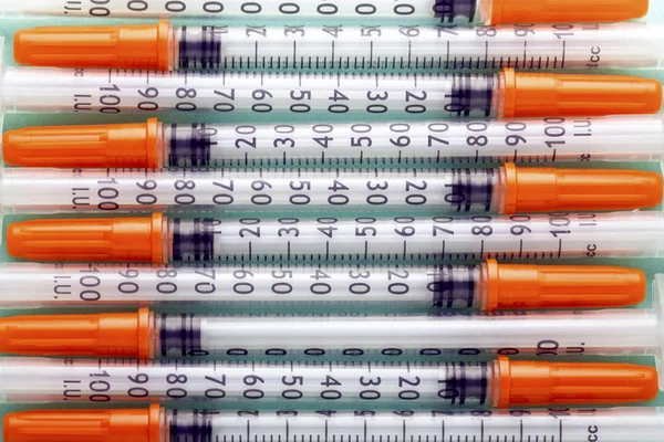Background Medical Insulin Syringes — Stock Photo, Image