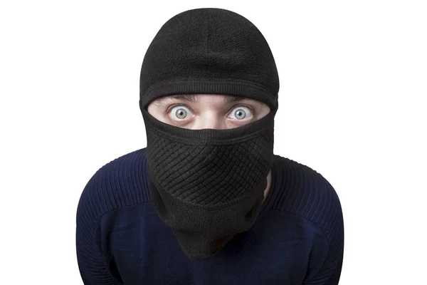 Mannen Balaclava Isolerad Vit Bakgrund — Stockfoto