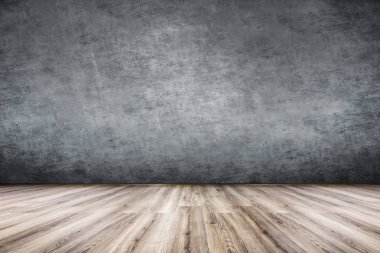 Laminat ve beton duvar, boş bir oda görünümünü