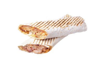 Beyaz arka plan üzerinde iki shawarma izole